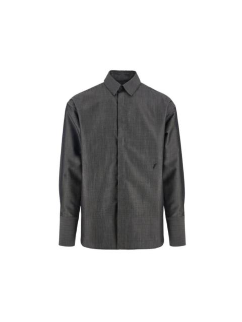 FERRAGAMO Ferragamo Embroidered Logo Silk-Blend Shirt