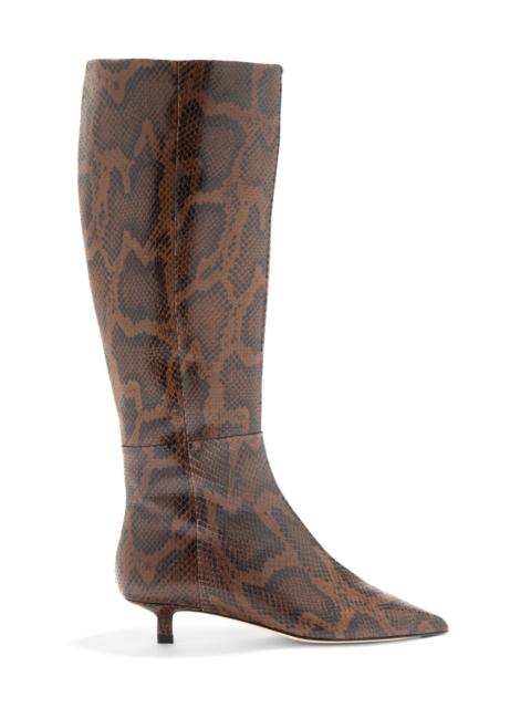 Aeyde Sabrina Snake-Effect Leather Knee Boots brown