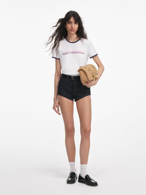 self-portrait White T-Shirt With Pink SP Logo