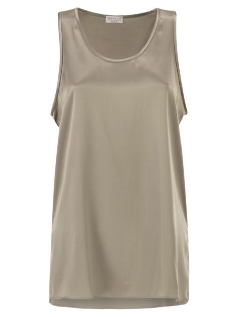 Brunello Cucinelli Brunello Cucinelli Women Stretch Silk Satin Crew Neck Top