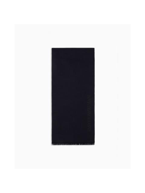 EMPORIO ARMANI Emporio Armani Wool Scarf With Jacquard Logo Lettering, Size One Size