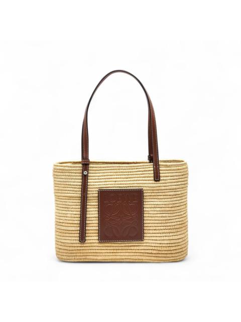 Loewe Anagram Medium Woven Raffia Leather Tote Bag – New