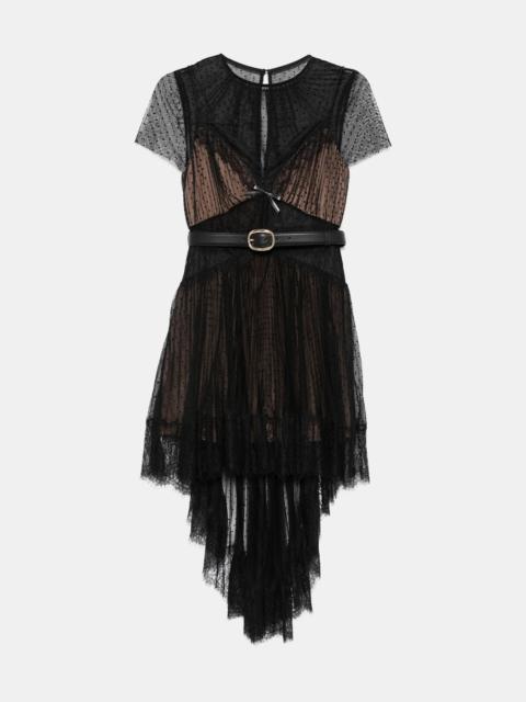 self-portrait Black Dot Mesh Mini Dress