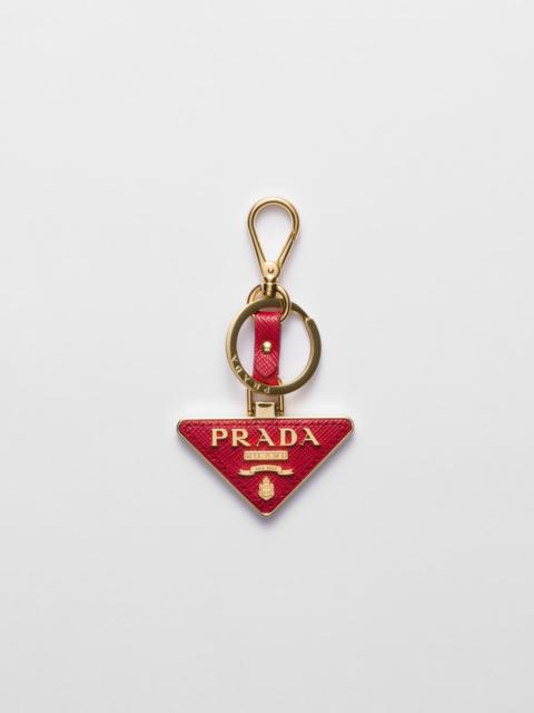 Prada Saffiano Leather and Metal Keychain