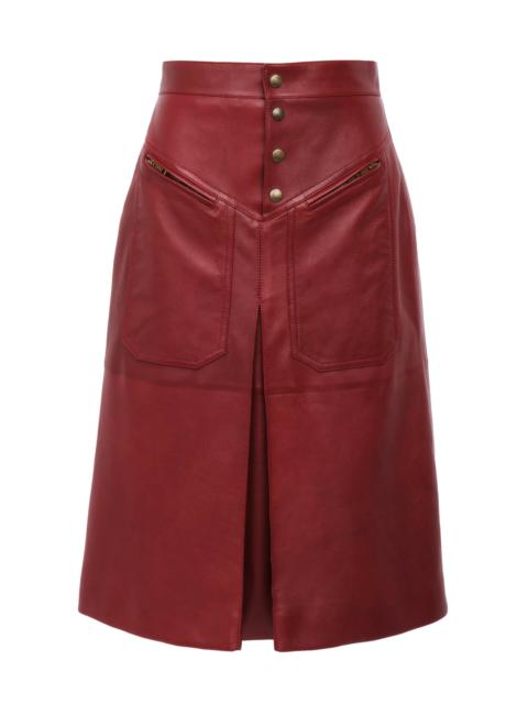 Chloé Leather Midi Skirt burgundy
