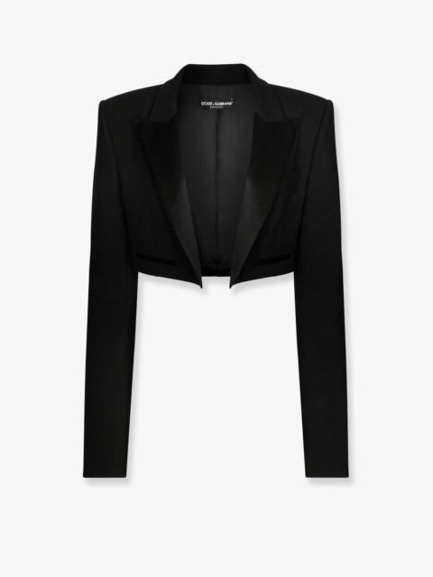 Dolce & Gabbana Virgin Wool Blazer With Satin Profiles