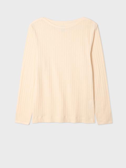 Paul Smith Ecru Cotton-Linen Boat Neck Long-Sleeve T-Shirt