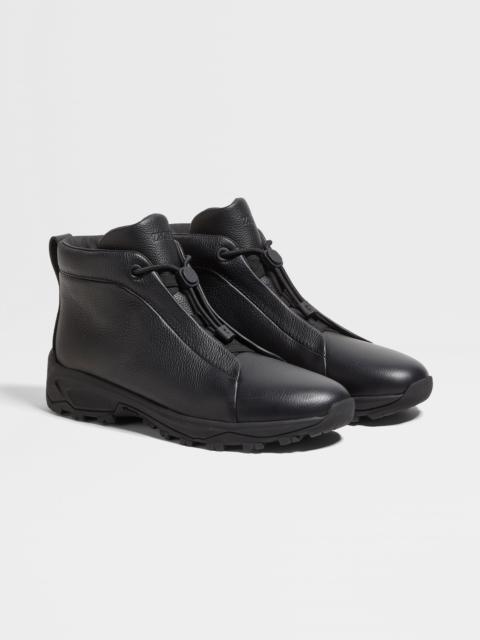 ZEGNA BLACK LEATHER TRIPLE STITCH™ VETTA SNEAKERS