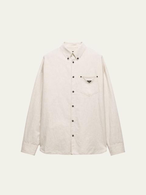 Prada Men's Boxy Chambray Button-Down Shirt