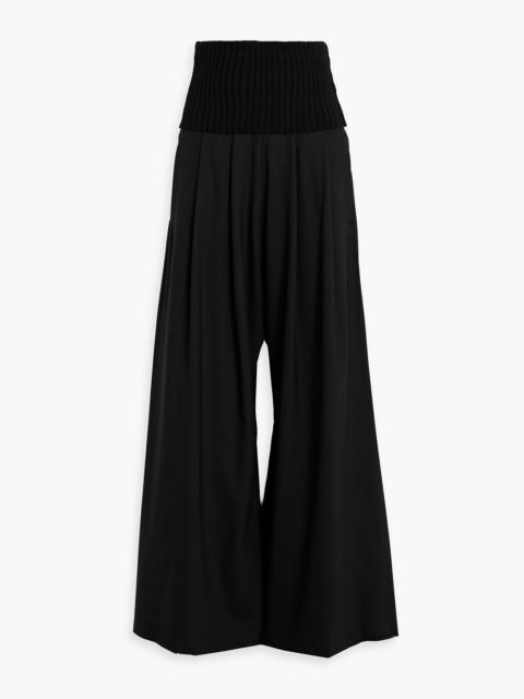 Max Mara Ribbed wool-blend and crepe wide-leg pants