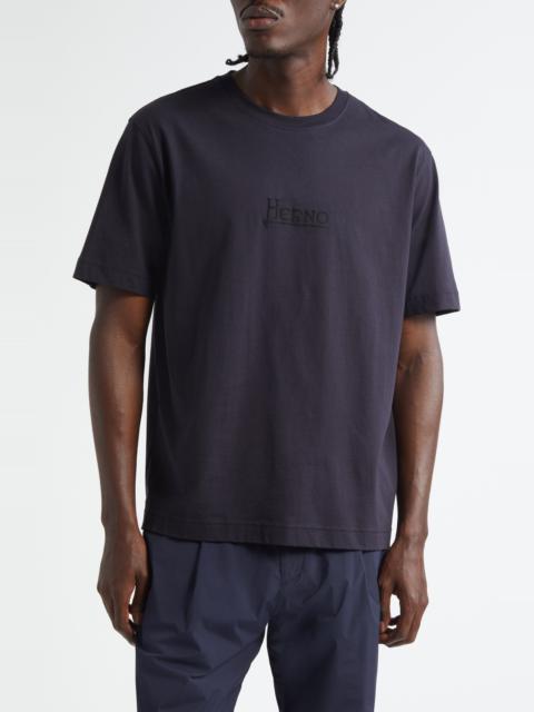 Herno Herno Logo Cotton Jersey T-Shirt in Blue Navy at Nordstrom