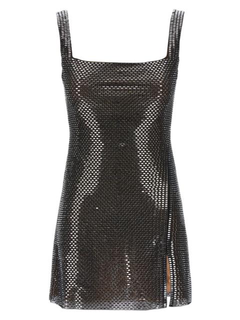 self-portrait 'Gunmetal Rhinestone Mesh Mini' dress