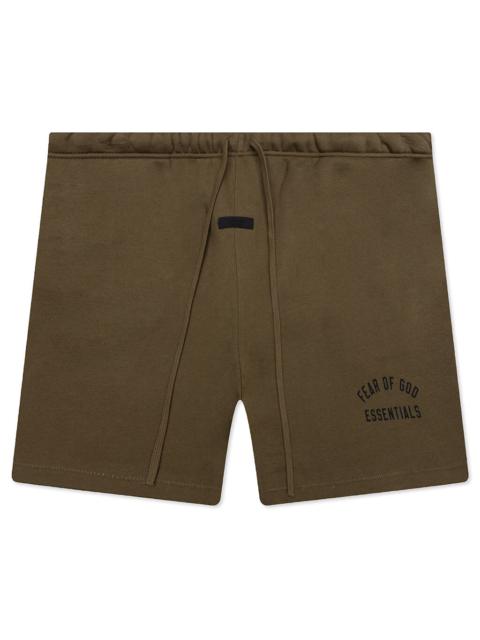 ESSENTIALS FLEECE SOCCER SHORT - OLIVE