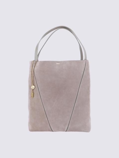 Chloé Chloé Light Grey Leather Spin Totes