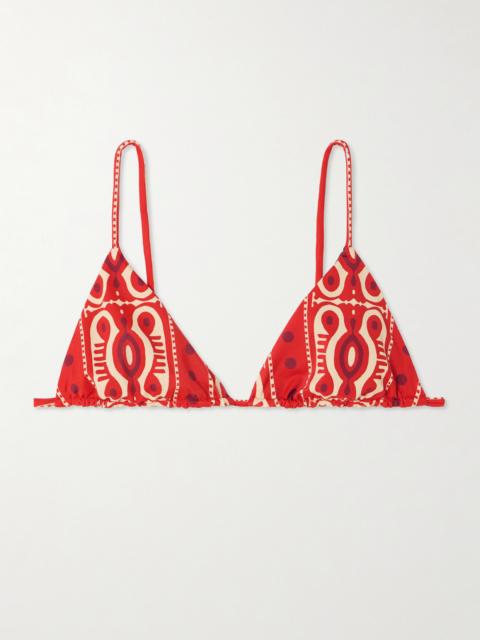 Johanna Ortiz Konibo Embellished Printed Triangle Bikini Top