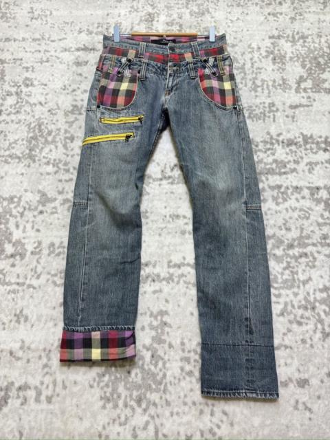 Hysteric Glamour Rare Dominate Handcrafted Plaid Double Waist Grunge Jeans