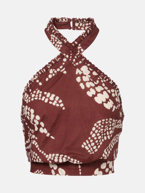 Poupette St Barth Suma printed cotton crop top