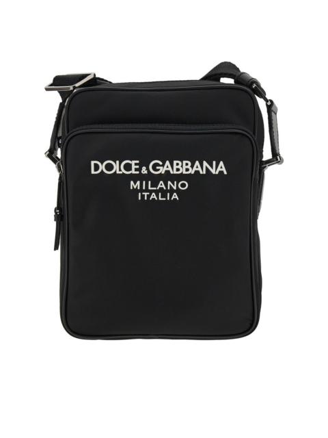 Dolce & Gabbana NYLON CROSSBODY BAG WITH RUBBERIZED LOGO