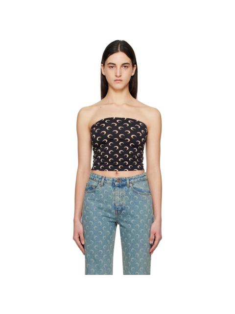 Marine Serre Black Moon Printed Jersey Second Skin Tube Top