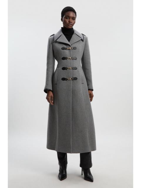 KAREN MILLEN Wool Military Tailored Midi Coat