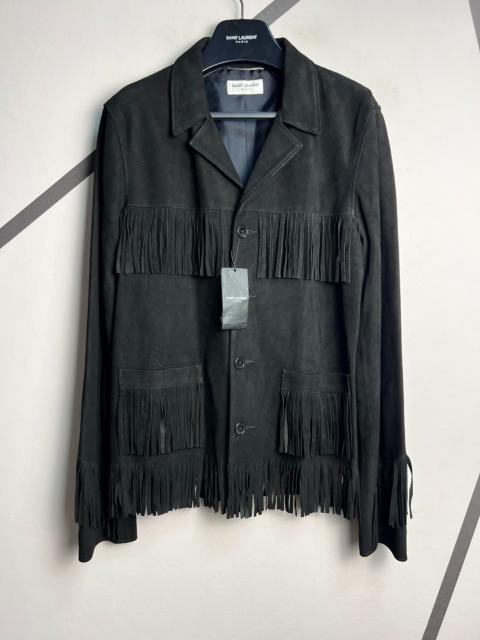 SAINT LAURENT Saint Laurent SLP Spring/Summer 2015 Black Goatskin Fringe Suede Jacket