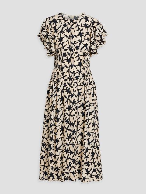 ULLA JOHNSON Anais ruffled printed crepe midi dress