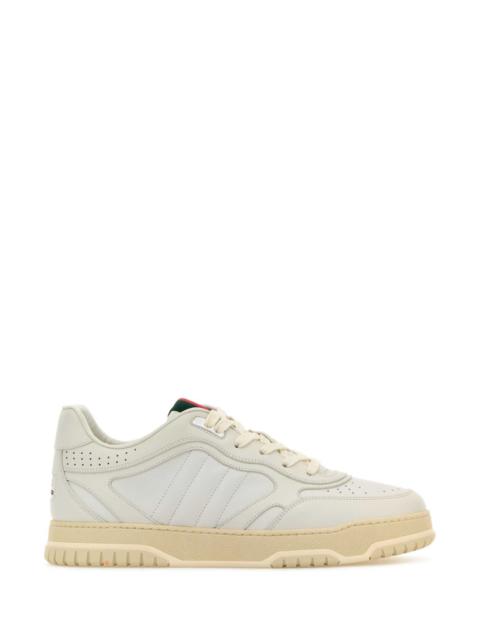 Gucci Men White Leather Re-Web Sneakers
