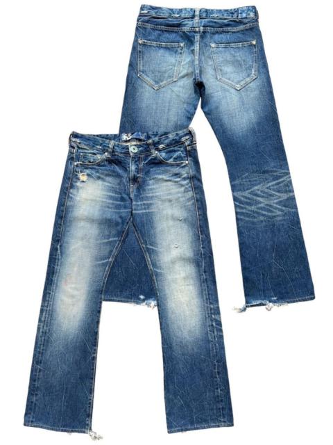 Japanese Brand - Vintage Blue Japan Distressed Denim Flare Jeans 33x31