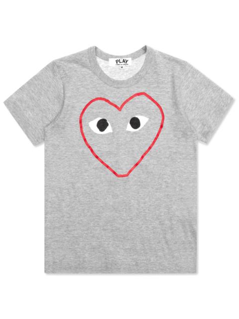 Comme des Garçons PLAY COMME DES GARCONS PLAY WOMEN'S RED HEART SKETCH TEE - GREY