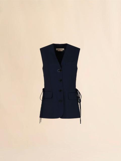 Marni DEEP BLUE WOOL WAISTCOAT WITH SIDE SLITS