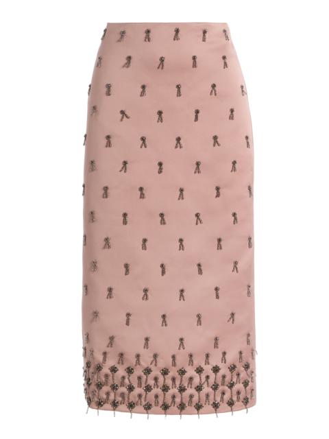 ALEXIS Luisa Beaded Satin Midi Skirt pink
