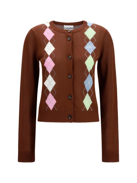 GANNI Ganni Women Light Cotton Argyle Cardigan