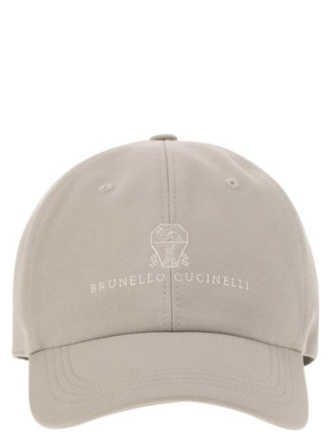 Brunello Cucinelli Men Baseball Cap In Garment-Dyed Twisted Cotton Gabardine With Embroidered Logo