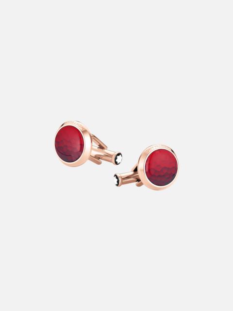 Montblanc Round Cufflinks in Steel with Red Inlay