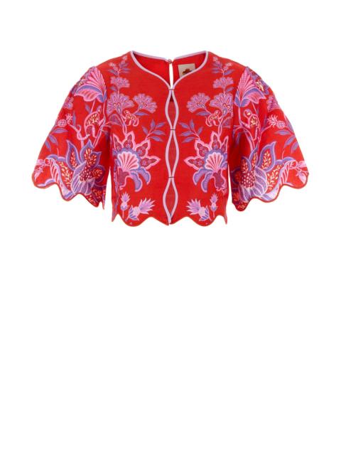 FARM RIO Printed linen blouse
