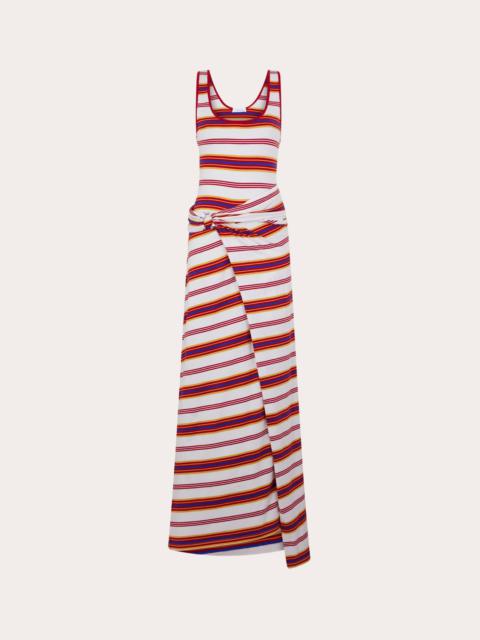 rabanne Stripe Jersey Ruched Ring Maxi Wrap Dress