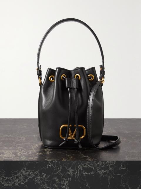Valentino VLOGO mini embellished leather bucket bag Black