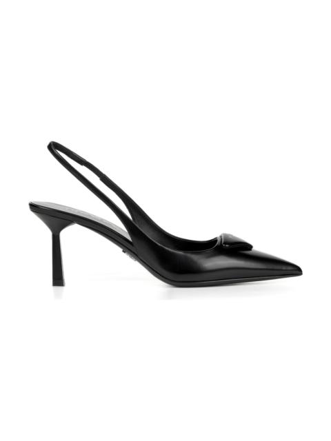 Leather Slingback Pumps With Logo