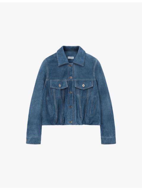 Loewe Anagram-Patch Denim-Look Leather Jacket