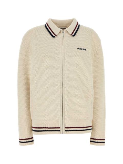 Miu Miu Miu Miu Women Ivory Stretch Crochet Cardigan