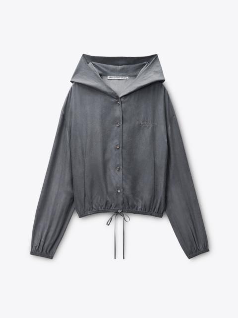 Alexander Wang Cropped Hoodie in Silk