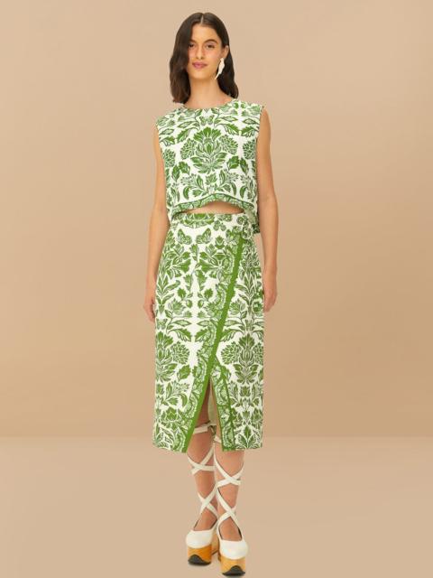 FARM RIO Green Delicate Tapestry Lenzing™ Ecovero™ Euroflax™ Midi Skirt