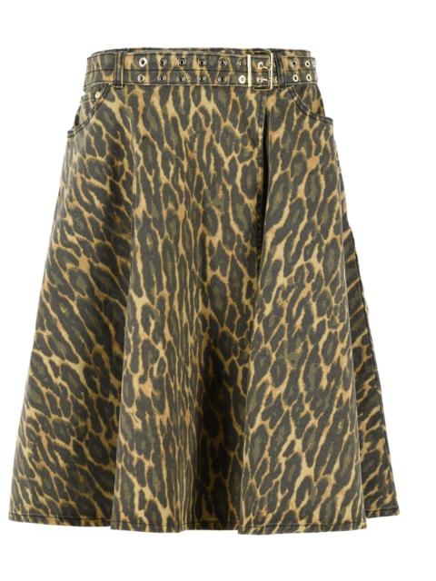 GANNI Ganni Leopard Skirt In Cotton