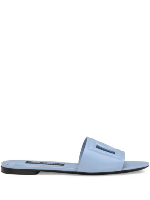 Dg logo leather flat sandals