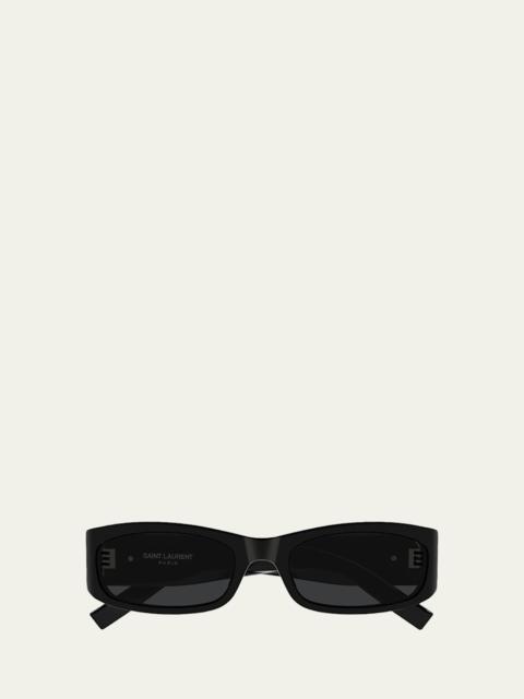 SAINT LAURENT YSL 55mm Rectangular Acetate Sunglasses