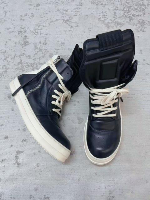 Rick Owens Rick Owens Black and White Inverted-Triangle Leather Sneakers