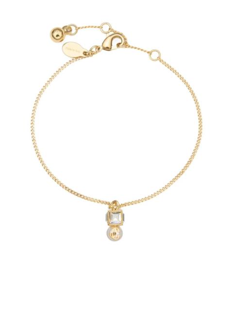 JIMMY CHOO Jimmy Choo Women Gold Metal Jc Pearl Cube Bracelet With Pearl And Crystal Cube