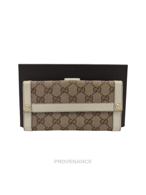 GUCCI Gucci GG Canvas Long Wallet - White