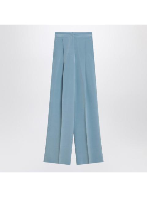 Max Mara Max Mara Pianoforte Wide-Leg Sky Blue Trousers In Silk Women