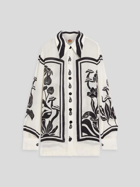 FARM RIO Printed crepe de chine shirt
